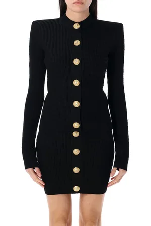 Balmain Long Sleeve Buttoned Knit Cardigan Nero