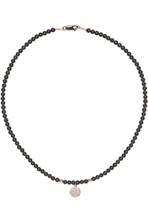 CATHERINE MICHIELS Collier disque Argent Diamants agate noir FW2331