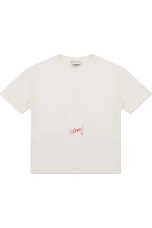 Iceberg KIDS - Cream colored short-sleeved cotton T-shirt with contrasting logo