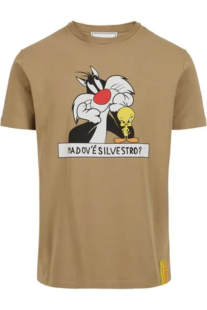 Iceberg Mud colored sustainable cotton T-shirt with Looney Tunes print