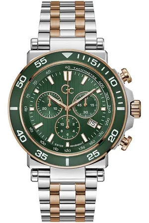 GC Horloge Z14009G9MF Heren horloge bicolor met groene wijzerplaat