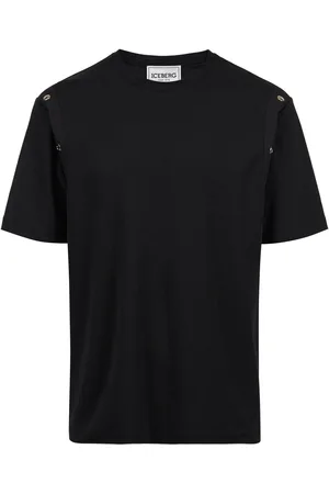 Iceberg Black regular fit T-shirt in sustainable interlock fabric
