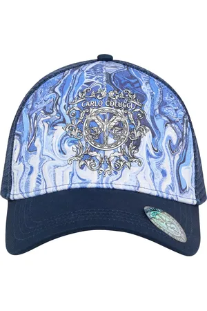 Carlo Colucci Trucker Cap With Allover Navy Print