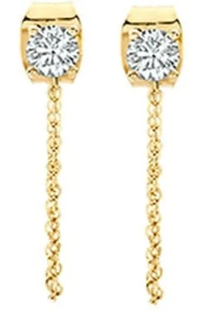 Blush Oorknoppen 7345YZI 14k Geelgoud met 3mm zirkonia en veiligheidsketting