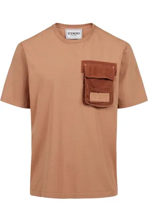Iceberg Regular fit terracotta colored T-shirt in dyed cotton jersey