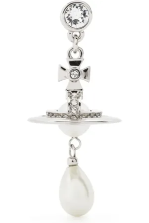 Vivienne Westwood Man. Pearl Drop Single Earring Platinum/pearl