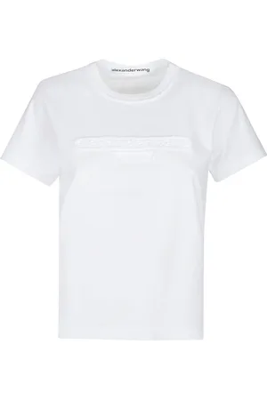 Alexander Wang Distressed Logo Shrunken T-shirt White