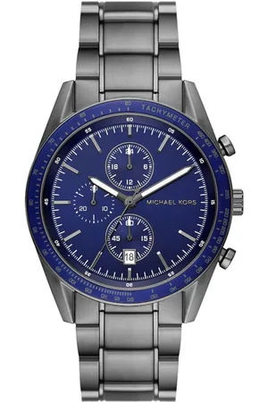 Michael Kors MK9111 Horloge heren donker grijs met donkerblauwe wijzerplaat chronograaf