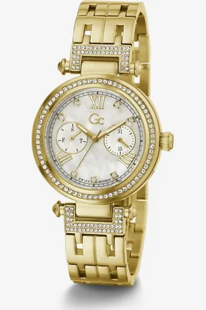 GC Dames Horloge Y78002L1MF Staal Goude Plating Swiss Made Quartz gezet met Swarovski Steentjes