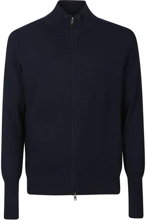 BALLANTYNE Plain Full Zip Cardigan Blue