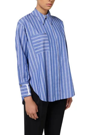 Elisabetta Franchi Chemise Liquette coton rayé bleu blanc Femme CAS62 CL7