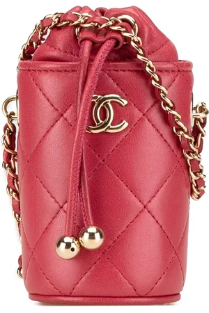CHANEL 2021 Micro Quilted Lambskin Drawstring Bucket Bag