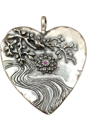 CATHERINE MICHIELS Pendentif cœur argent floral rubis Am loving Awareness 0136SS