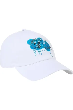 Iceberg White Gabardine Baseball Cap with Bear Print
