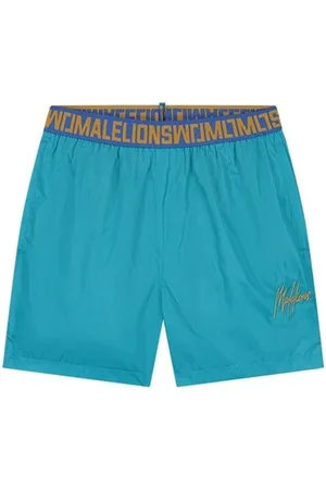 Malelions Venetian Swim Shorts Aqua Blue/Gold