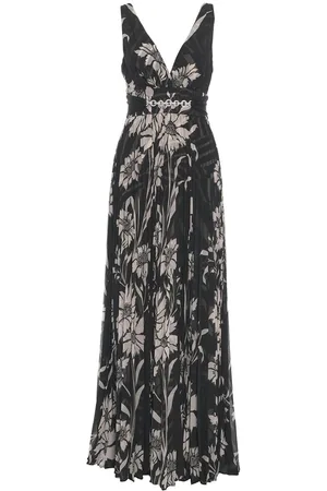 Guess Pleated maxi dress with floral pattern