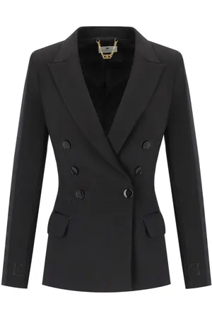 Elisabetta Franchi Black Crepe Double-breasted Jacket Black