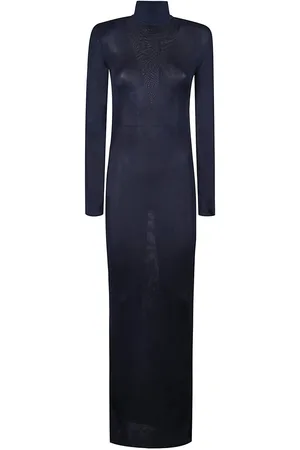 Self-Portrait Viscose Knit Maxi Dress Blue