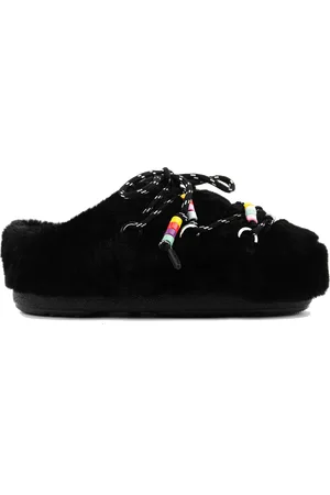 Moon Boot Moonboot Mule Faux Fur Beads Black