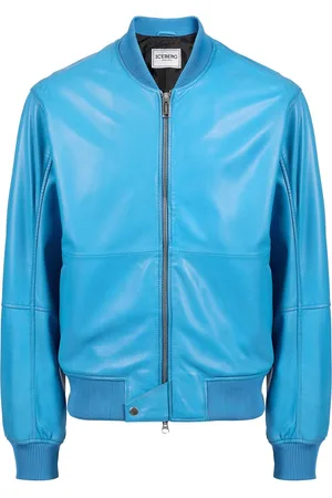 Iceberg Cobalt nappa jacket with shading treatment and logo
