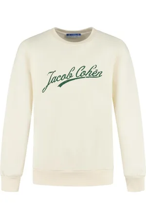Jacob Cohen Felpa Girocollo Stampa Logo Corsivo Off White -verde