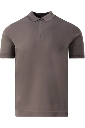 Genti Polo Zip Cool Dry Light Brown