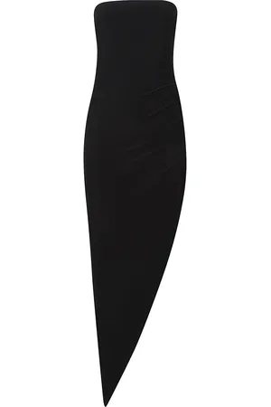 Norma Kamali Strapless Side Drape Dress Black