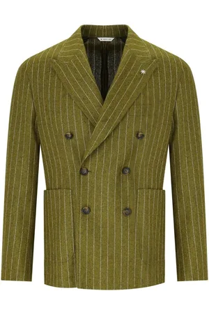 Manuel Ritz Green Pinstriped Double-breasted Jacket Green