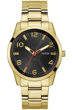 Guess Horloge GW0804G3 Staal met Geelgouden Plating Quartz en Zwarte Wijzerplaat