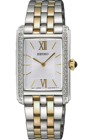 Seiko Horloge SWR093P1 Staal Bi-color Quartz 30m Waterdicht met Zirkonia 22 x 32mm