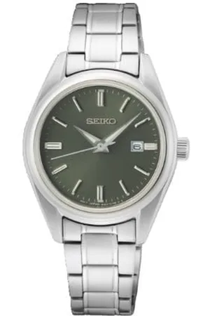 Seiko Horloge SUR533P1 Staal Quartz Saffierglas 100m Waterdicht met Groene Wijzerplaat 30mm