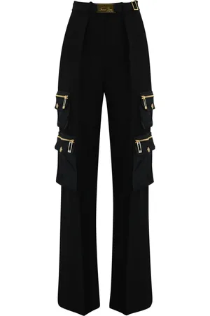 Elisabetta Franchi Black Cargo Trousers With Belt Black