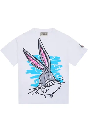 Iceberg KIDS - White cropped T-shirt with multicolor Looney Tunes prints