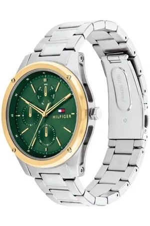 Tommy Hilfiger Horloge TH1710537 Tyler Staal Bi-color Quartz en Groene Wijzerplaat
