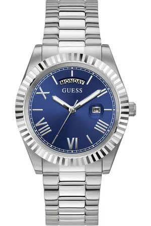 Guess Heren Horloge GW0265G7 Staal Quartz met Donker Blauwe Wijzerplaat