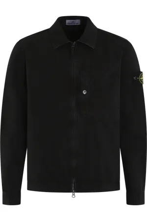 Stone Island Heren Full Zip Overshirt Zwart