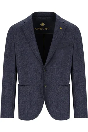 Manuel Ritz Melange Blue Single Breasted Jacket Blue
