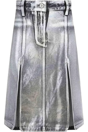 The Attico Silver Midi Skirt