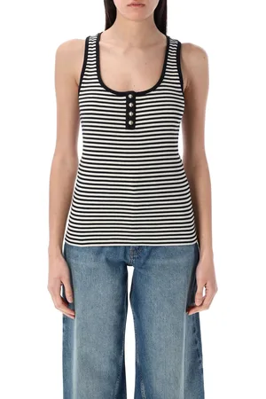 ANINE BING Alessia Tank Top Black White Striped
