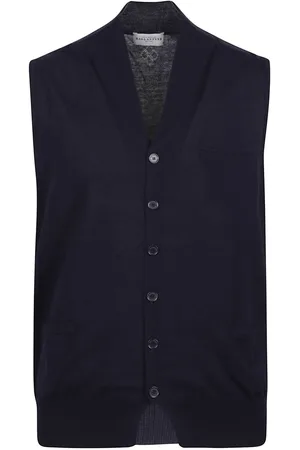 BALLANTYNE Plain V-neck Vest Blue