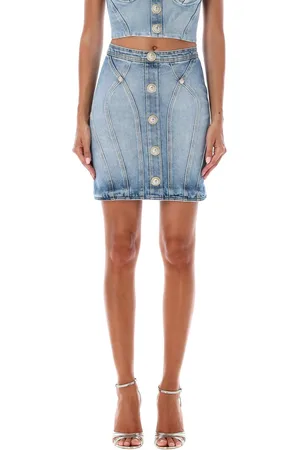 Balmain Mini Skirt Denim Blu
