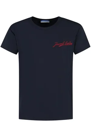 Jacob Cohen T-shirt M/c Con Ricamo Logo Corsivo Blu-rosso