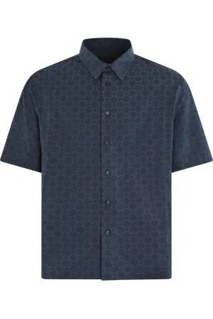 Givenchy Heren Shiny Monogram Shirt Blauw