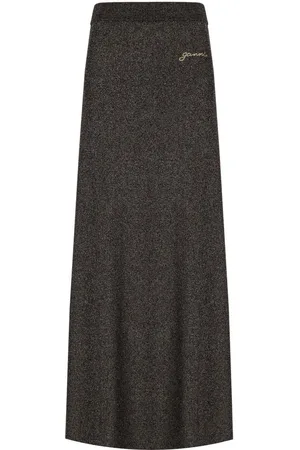 Ganni Silver Skirt With Logo Silver