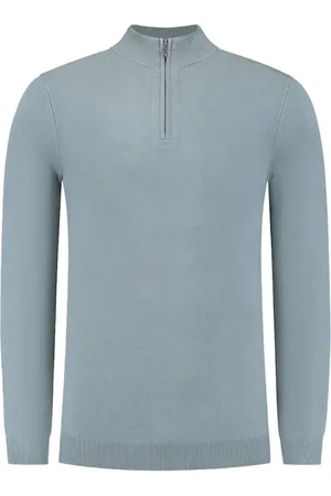 Pure Path Essential Knitwear Halfzip Blue Grey