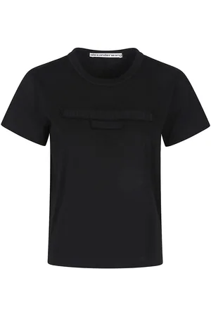 Alexander Wang Distressed Logo Shrunken T-shirt Black