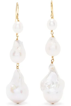 Jil Sander Grainy Pearl Earrings 2 Gold/white