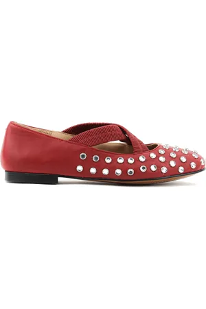 Toral Silvie Crystals Criss Cross Ballerina Red