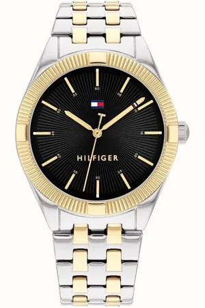 Tommy Hilfiger Horloge TH1782549 Staal Bi-color Quartz Zwarte Wijzerplaat