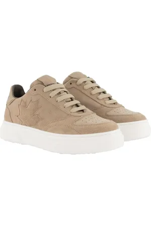 Dsquared2 Leather Side Maple Leaf Nabuk Leather Lace-up Low Sneakers